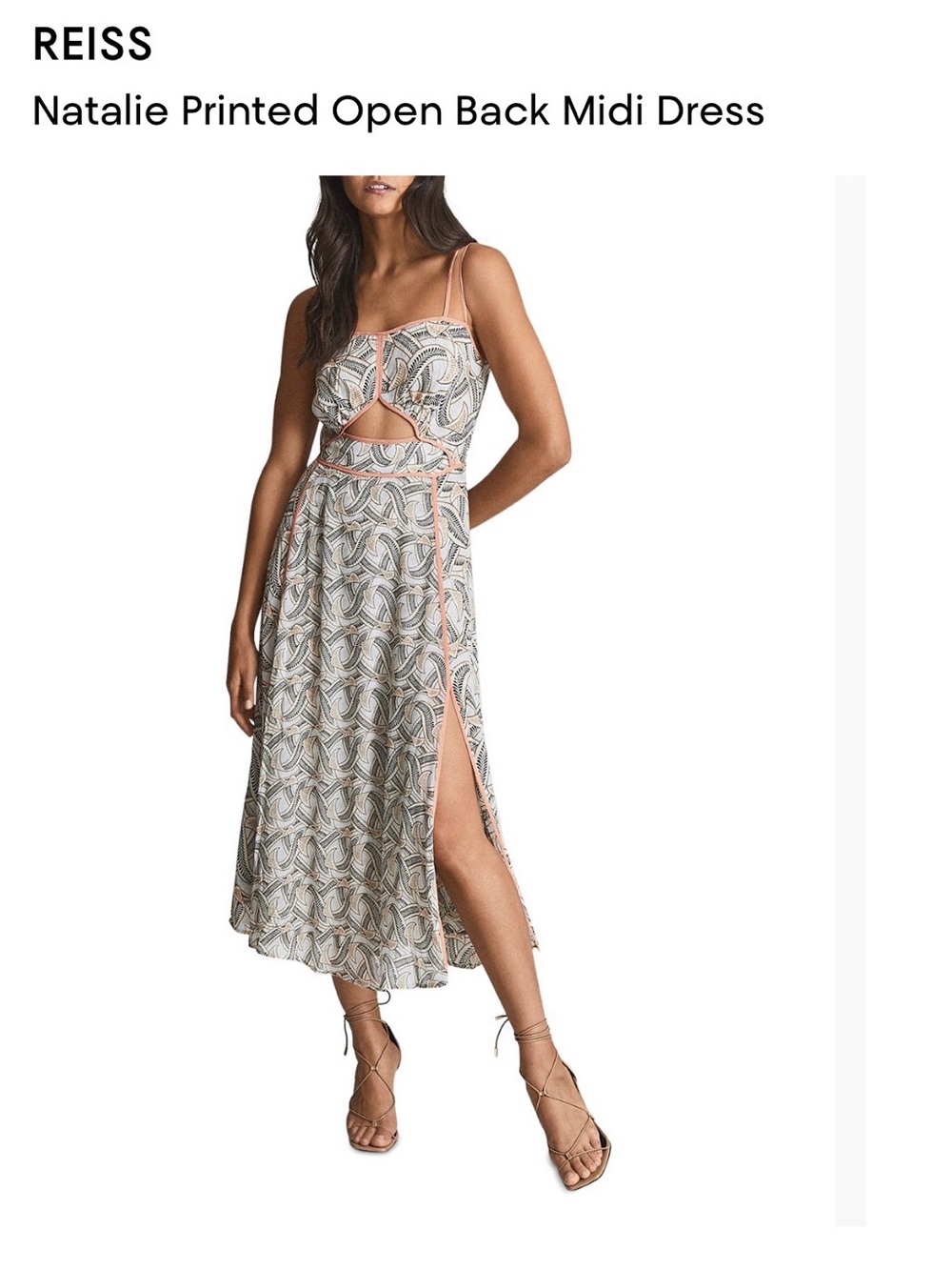 Reiss Natalie Printed Cutout Midi Dress Size 2 NWT